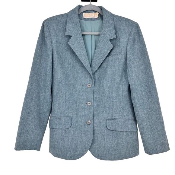 Pendleton Womens Wool Blazer Size 14 Academia Preppy Light Blue Office - Picture 1 of 9